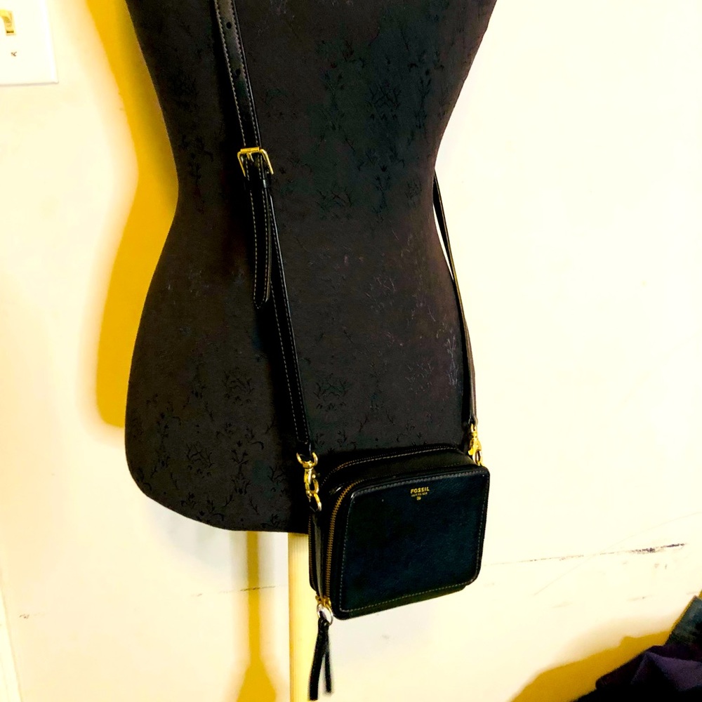 Fossil Black Crossbody Cowhide Leather Bag!